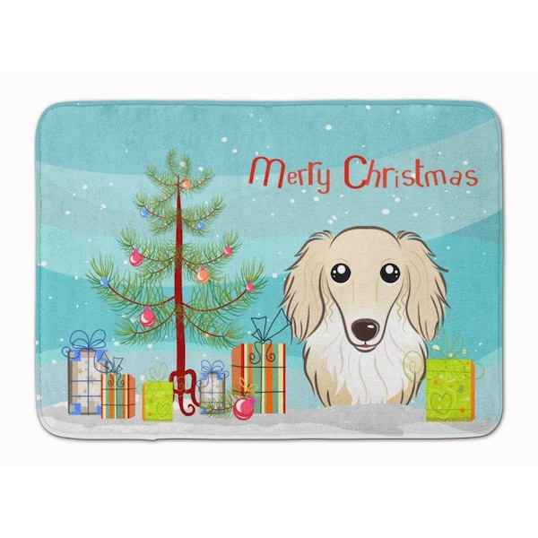 Carolines Treasures Christmas and Longhair Creme Dachshund Machine Washable Memory Foam Mat BB1584RUG - main